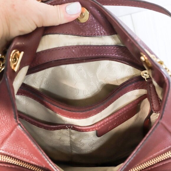 Michael Kors triple compartment deep burgundy leather multi-pocket/zip purse - Picture 16 of 16